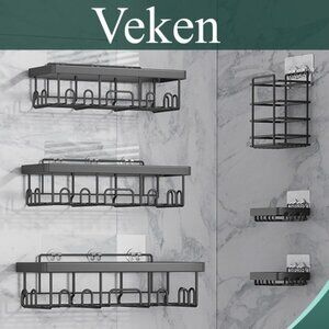 Shower Caddy 6-Pack, Advanced Rustproof Design, No Drilling Adhesive Shelves